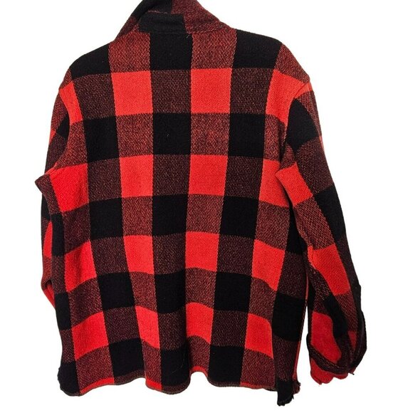 Woolrich Vintage 90s Red Buffalo Plaid Wool Barn Coat Chore Jacket Cabincore L - Picture 2 of 16